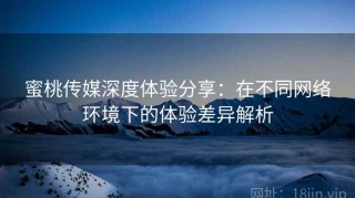 蜜桃传媒深度体验分享：在不同网络环境下的体验差异解析