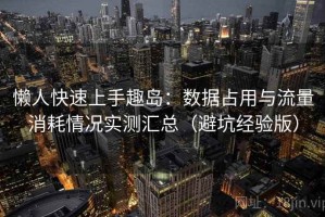 懒人快速上手趣岛：数据占用与流量消耗情况实测汇总（避坑经验版）
