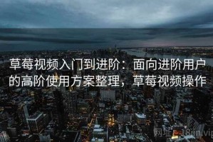 草莓视频入门到进阶：面向进阶用户的高阶使用方案整理，草莓视频操作