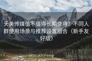 天美传媒值不值得长期使用？不同人群使用场景与推荐设置组合（新手友好版）