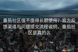 番茄社区值不值得长期使用？官方反馈渠道与问题提交流程说明，番茄社区是真的么