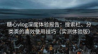 糖心vlog深度体验报告：搜索栏、分类页的高效使用技巧（实测体验版）