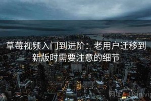 草莓视频入门到进阶：老用户迁移到新版时需要注意的细节