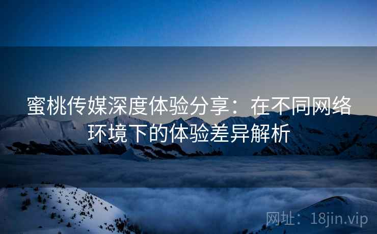 蜜桃传媒深度体验分享:在不同网络环境下的体验差异解析 蜜桃传媒深度体验分享:在不同网络环境下的体验差异解析